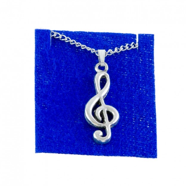 Necklace treble clef silver plated