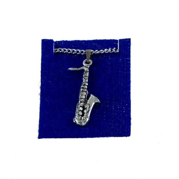 Necklace saxophone silver plated