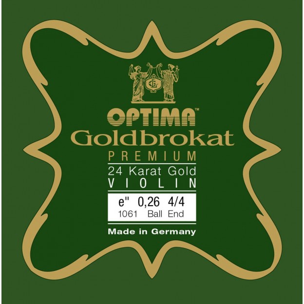 Cuerda de violín Optima Goldbrokat Premium 24K Gold 1ª Mi Bola 0.26 Medium