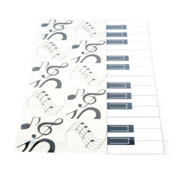 Dossier piano keyboard, score and notes