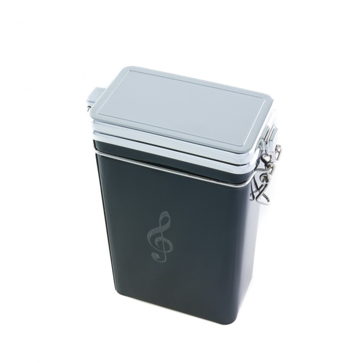 Treble clef metal container