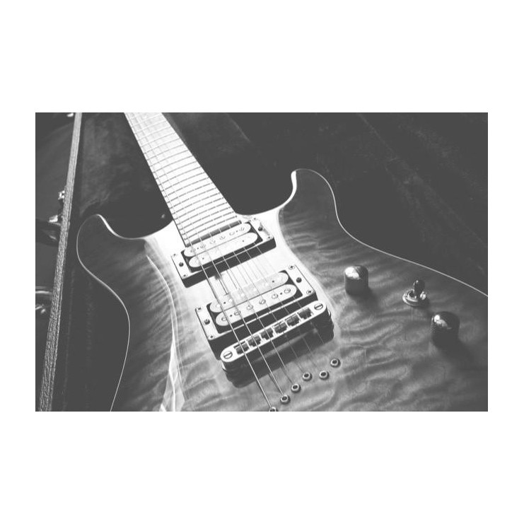 GC23 Greeting postcard black and white electric guitar
