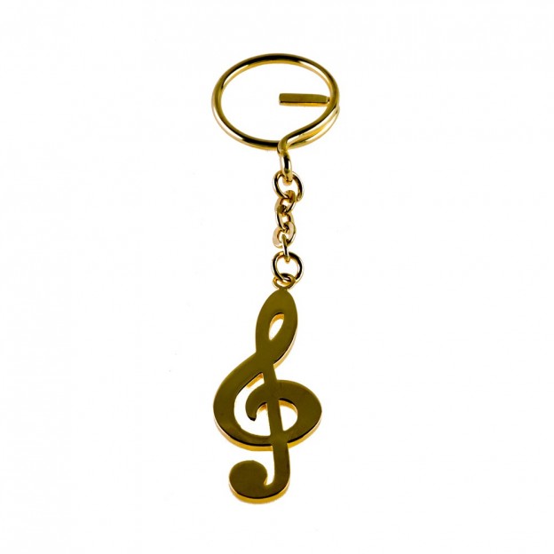 keychain treble clef gold