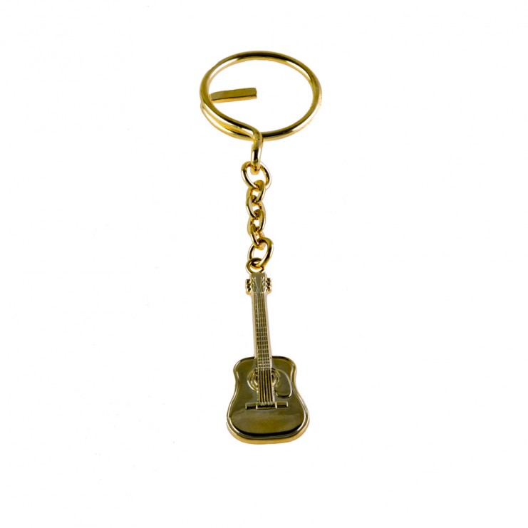 Classical guitar golden keychain