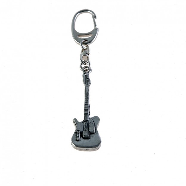 Electric guitar Telecaster silver keychain