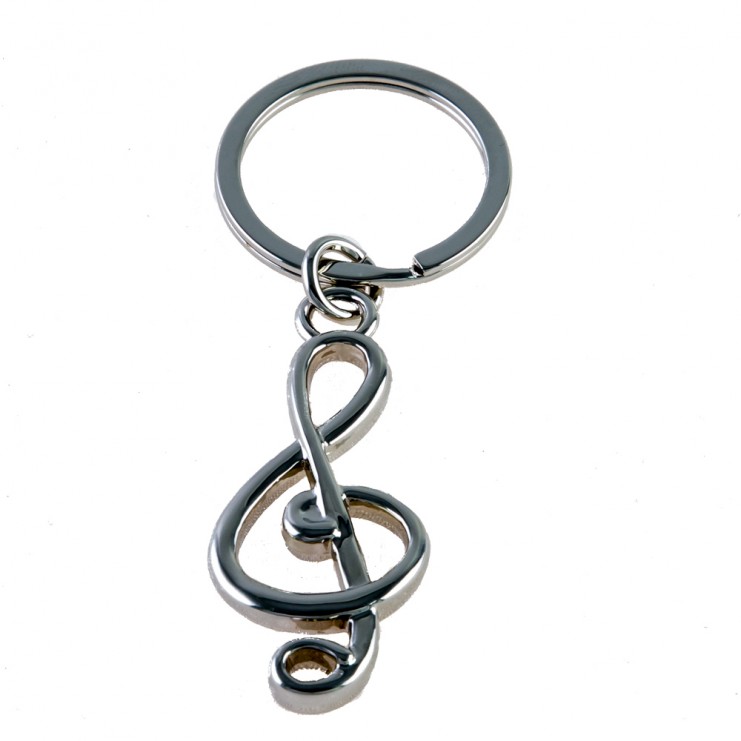 Treble clef metallic keychain