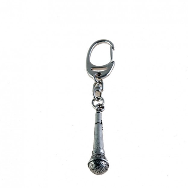 Microphone silver keychain