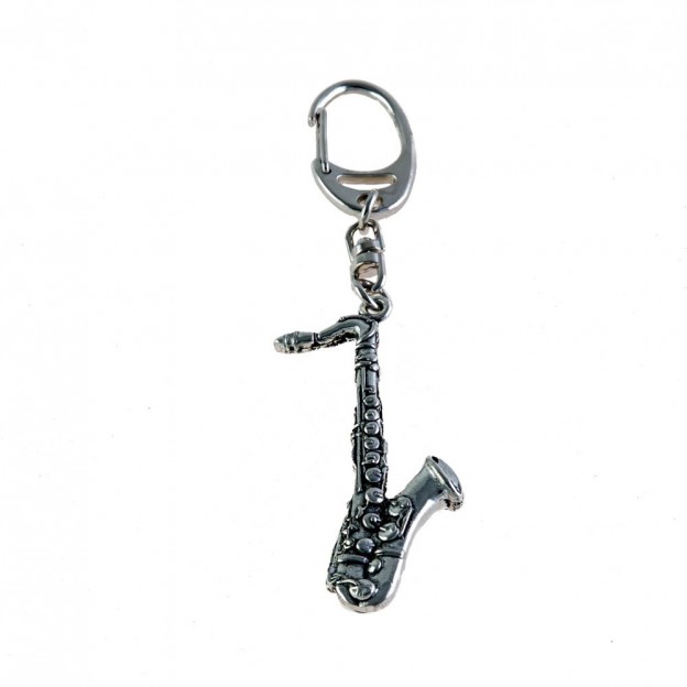 Llavero saxo plateado