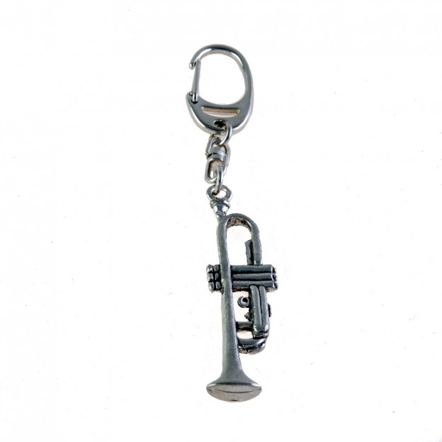 keychain silver trumpet
