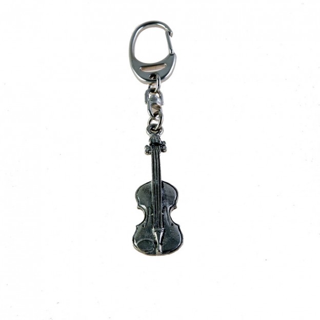 Llavero viol&iacute;n plateado