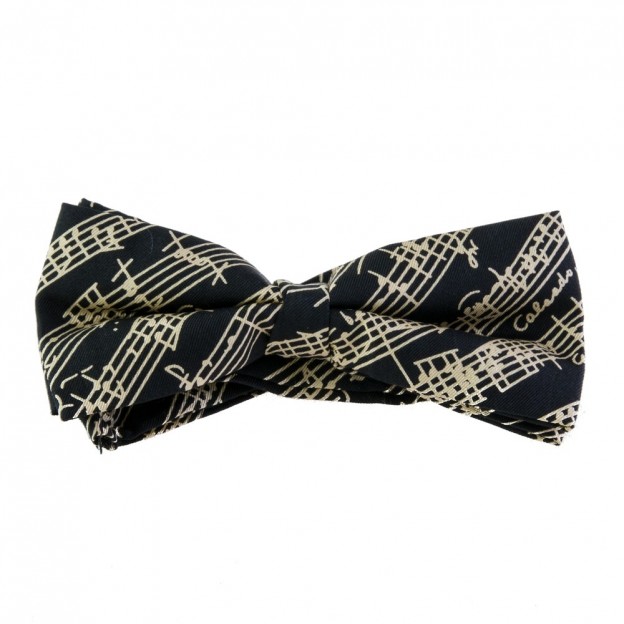 Silk bow tie black manuscript