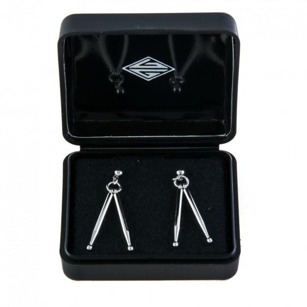 Drumsticks silver 3D earrings