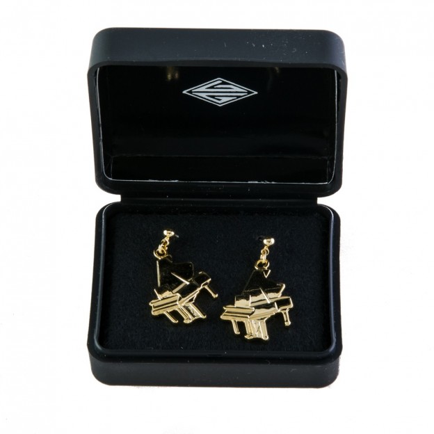 Golden grand piano earrings