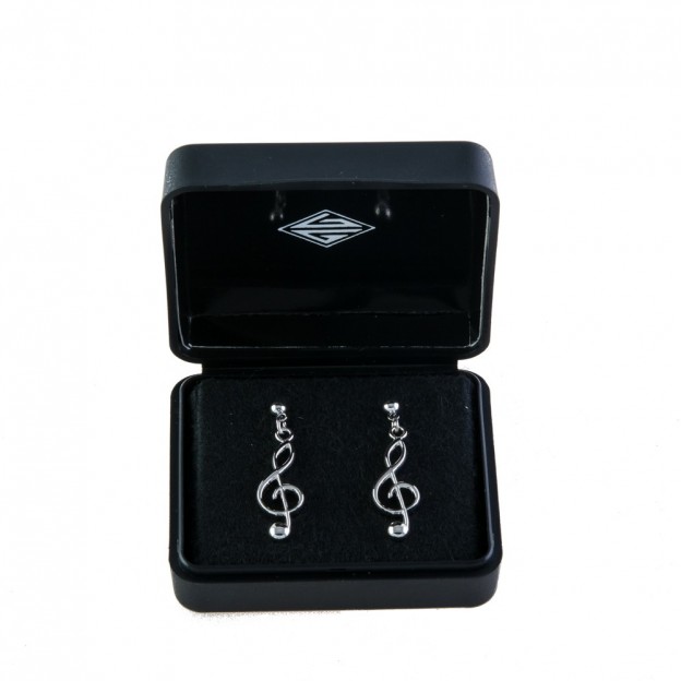 Treble clef sterling silver earrings