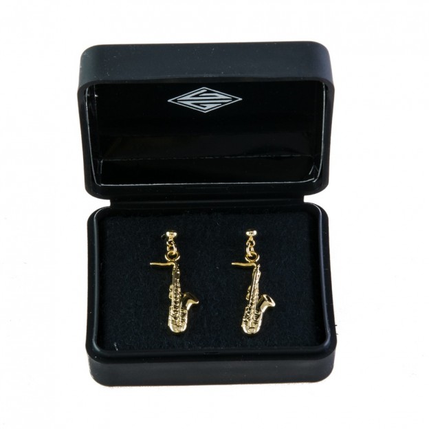 Earrings saxophone gold-plated