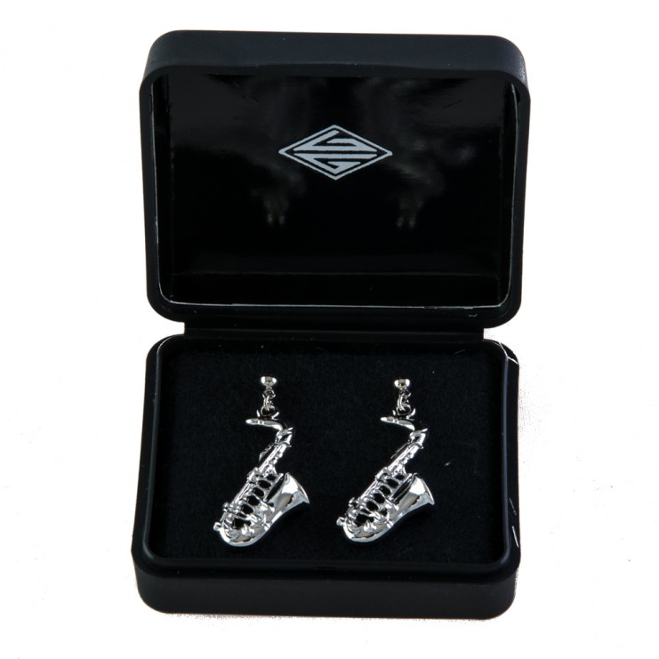 Pendientes 3D saxo plateado