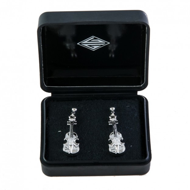 Violin/viola silver 3D earrings