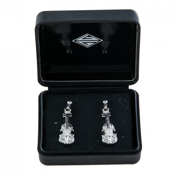Pendientes 3D viol&iacute;n/viola plateado