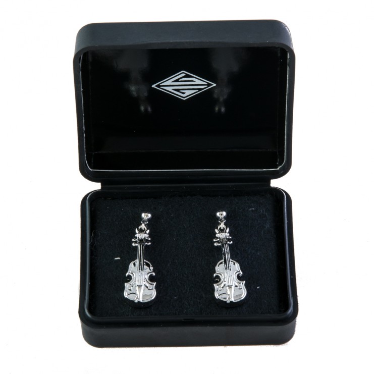 Pendientes 3D violín/viola plateado