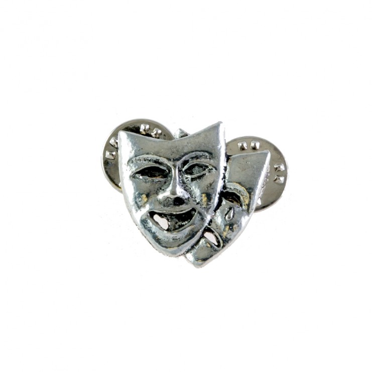 Teathrical masks silver pin