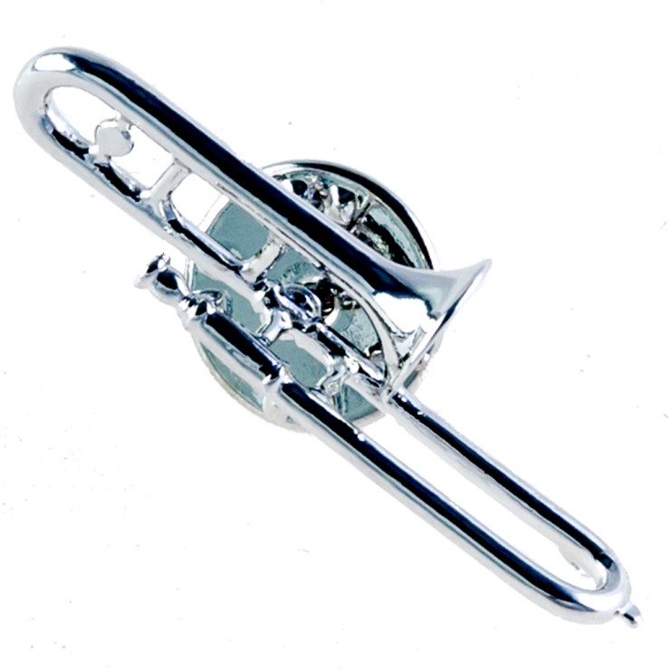 Pin trombón plateado