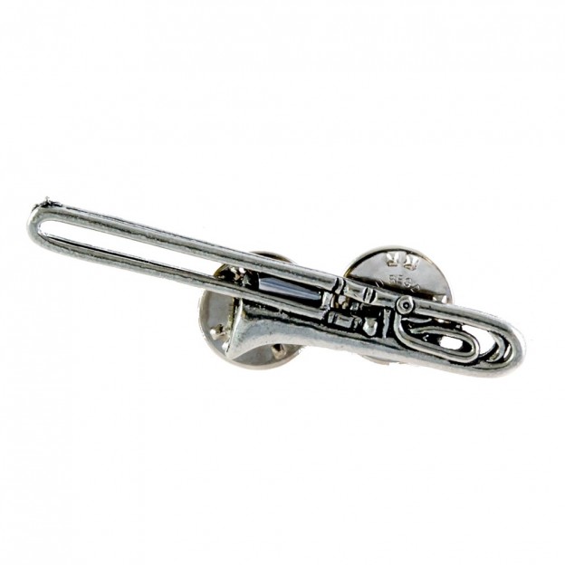 Pin tromb&oacute;n plateado