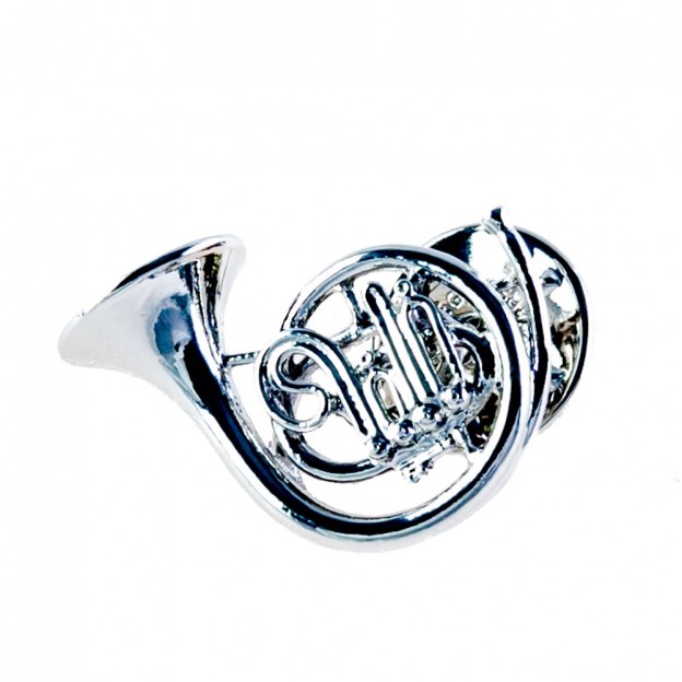 French horn silver pin