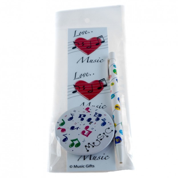 Set "Love music" avec Marque-page, stylo et chapa