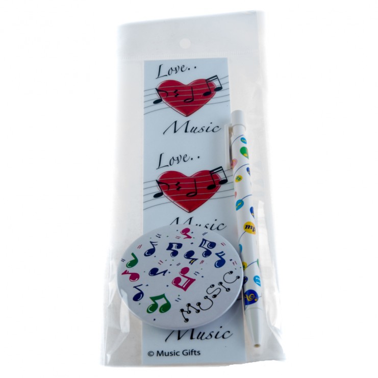 Set "Love music" avec Marque-page, stylo et chapa