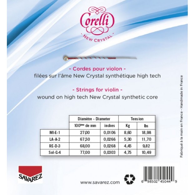 Corelli Crystal violin string set, Ball Medium