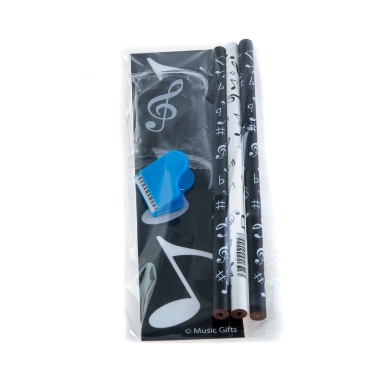 Set marque-page, 3 crayons, gomme et pince