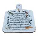 Planche de cuisine partition Chopin avec légumes