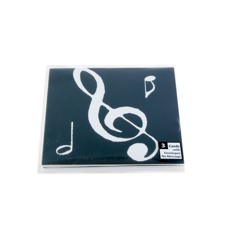 Treble clef and musical notes black card