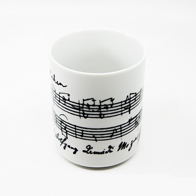 Taza blanca cerámica partitura Mozart