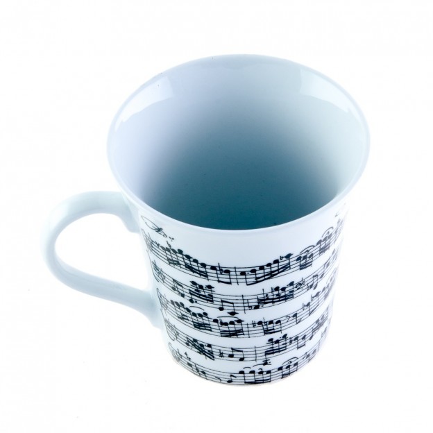 Tasse en porcelaine avec partition et cl&eacute;s de sol