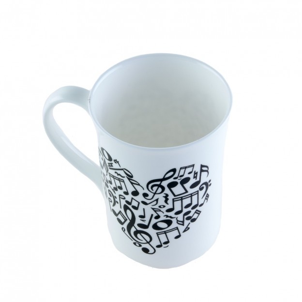 Heart musical notes china mug