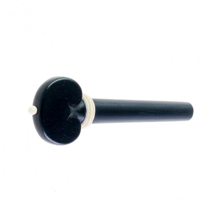 Cheville pour violon en ébène, modèle cœur avec pin et collerette blancs