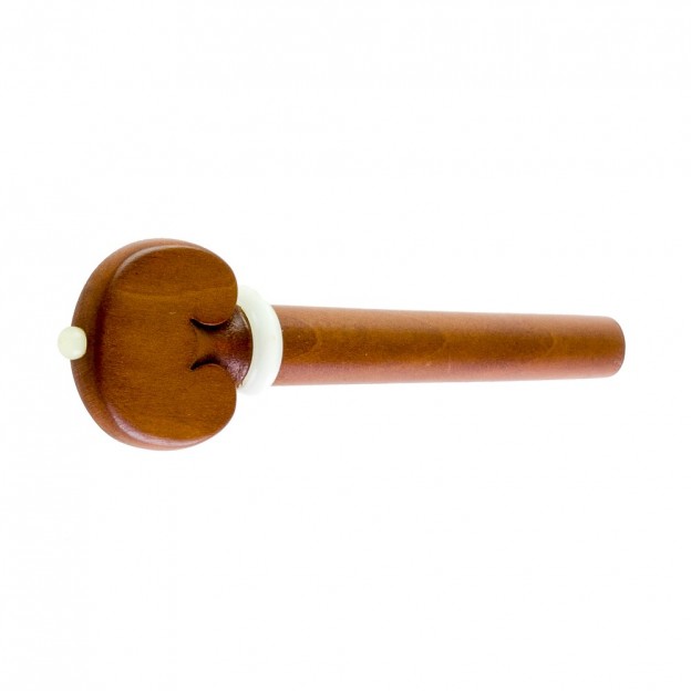 Cheville pour violon en buis, mod&egrave;le c&oelig;ur avec pin et collerette blancs