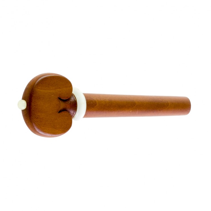 Cheville pour violon en buis, modèle cœur avec pin et collerette blancs