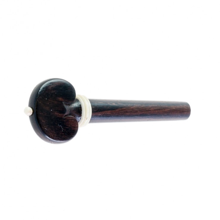 Cheville pour violon en palissandre, modèle cœur avec pin et collerette blancs