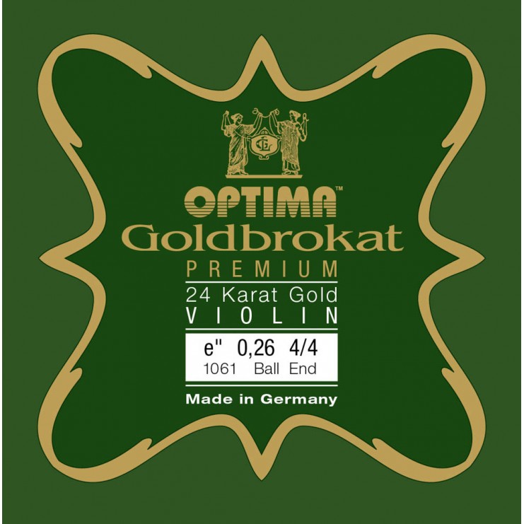 Cuerda de violín Optima Goldbrokat Premium 24K Gold 1ª Mi Bola 0.26 Medium