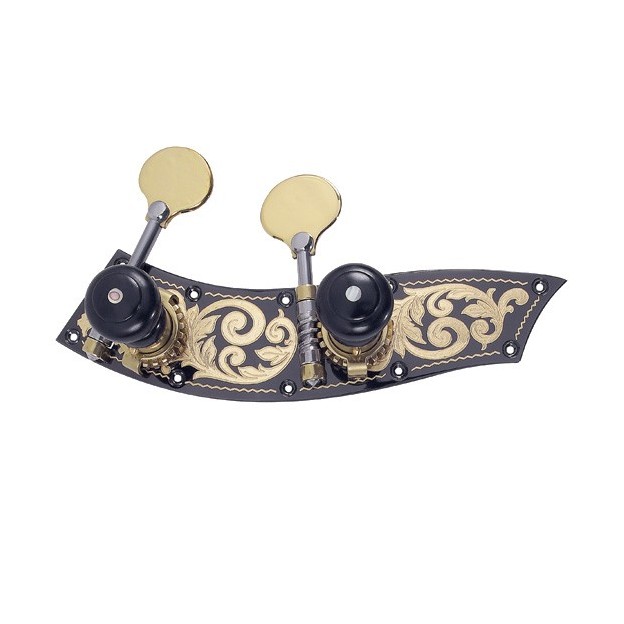 Mécaniques à cheviller pour contrebasse Rubner, modèle tyrolien, 2 pièces, bouton ébène 140-108-EH