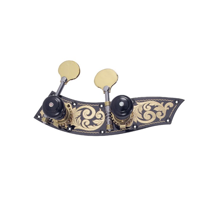 Mécaniques à cheviller pour contrebasse Rubner, modèle tyrolien, 2 pièces, bouton ébène 140-108-EH
