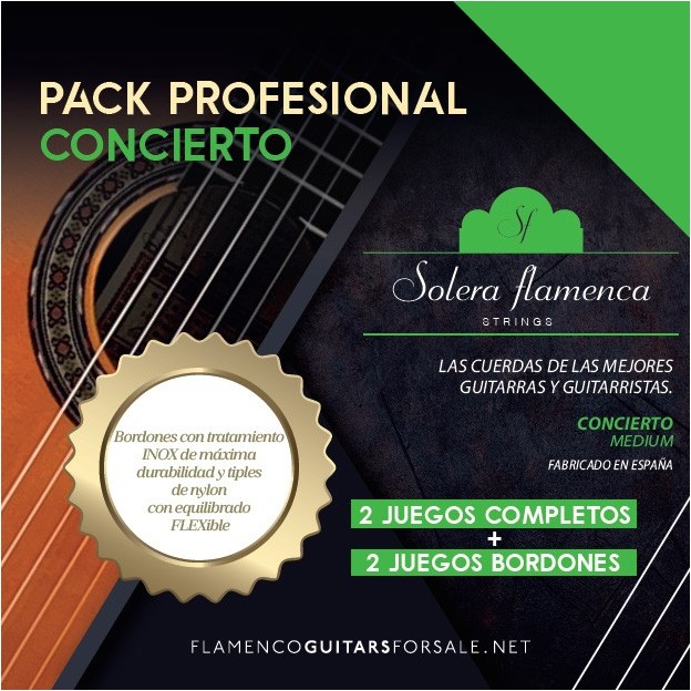 Pack profesional de cuerdas guitarra Solera Flamenca Concierto tensión media