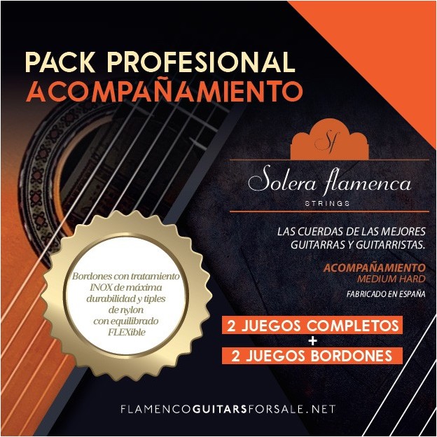 Pack profesional de cuerdas guitarra Solera Flamenca Acompañamiento tensión media-alta