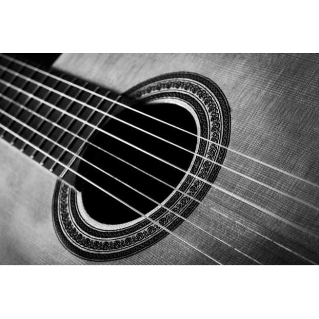 GC21 Greeting postcard black and white classical guitar