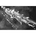 GC22 Postal de felicitación blanco y negro clarinete