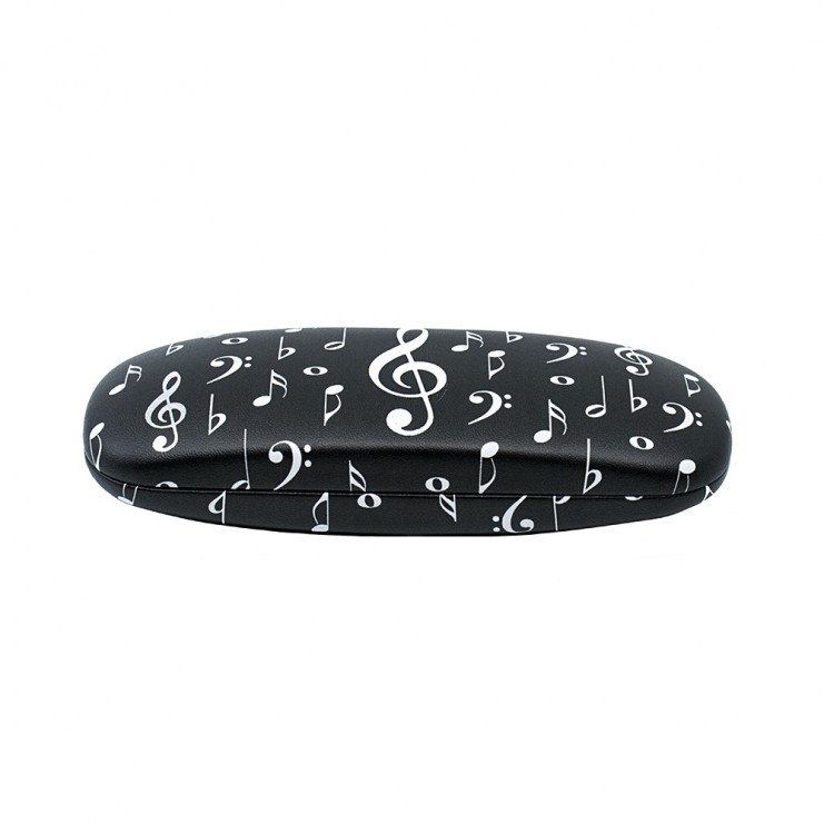 Black music notes glasses case