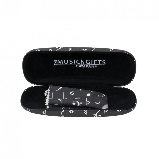 Black music notes glasses case