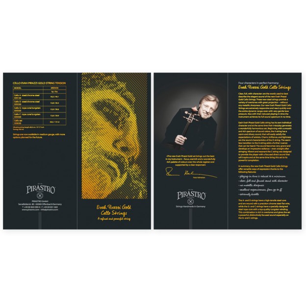 D&eacute;pliant sur les cordes Pirastro Evah Pirazzi Gold pour violoncelle